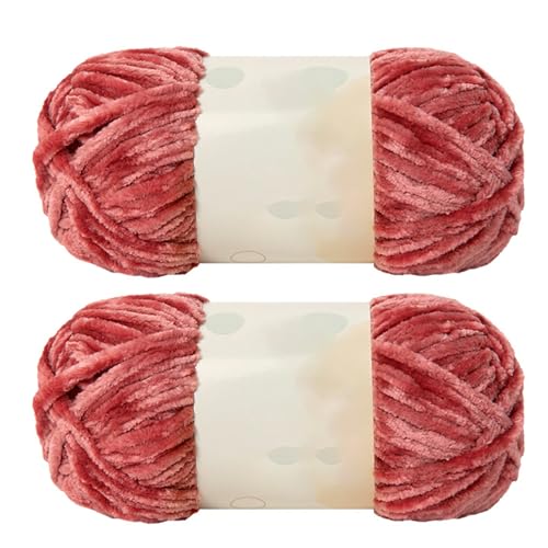 Jarsense Chenille-Garn zum Häkeln, weiches Samtgarn zum Stricken, super sperrig, 100 g zum Häkeln, Weben, Basteln, 2 Stück (Rosa-Rot) von Jarsense