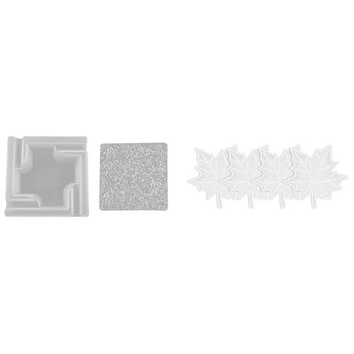 Jasaly 1 x DIY Kristall-Epoxidharz-Form, Aschenbecher-Form, quadratisch und 4 x Blatt-Untersetzer-Harzformen von Jasaly