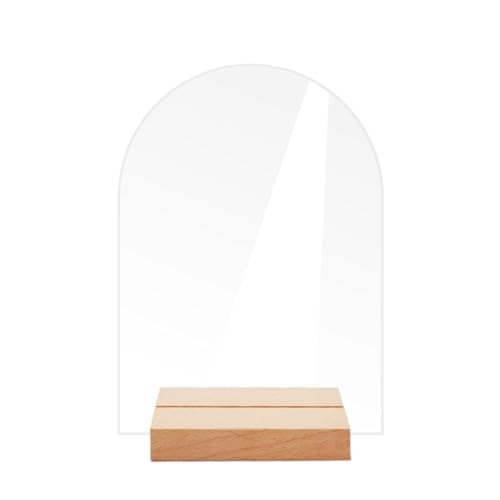 Jasaly 12 Stück DIY Blanko Acryl-Tischschild klares Schild mit Ständer, transparenter Bogen, Tischnummern, Tischkarte, Hochzeitsdekoration, einfache Installation C von Jasaly