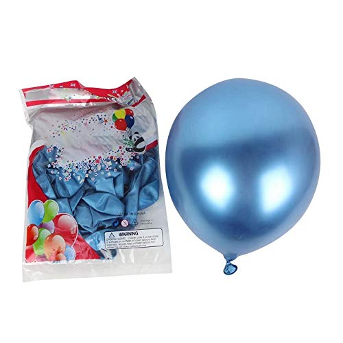 Jasaly 50 Stück 10 Metallisch Latex Luftballons Dickes Chrom Hoch Glanz Metall Perl Ballon Globos für Dekor - Blau von Jasaly