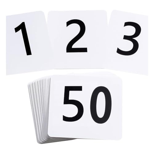 Jasaly Tischnummern 1–50, 9,4 x 10,2 cm, doppelseitige Tischnummernkarten – für Hochzeitsempfang, Restaurant, 50 Stück von Jasaly