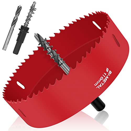 JatilEr 110MM Lochsäge, Lochsägen Set Kit Durchmesser Hochleistungs-Lochschneidöffner Bimetall-Lochsäge für Holz Aluminium Eisenblech Rohr Kunststoff usw (rot) von JatilEr