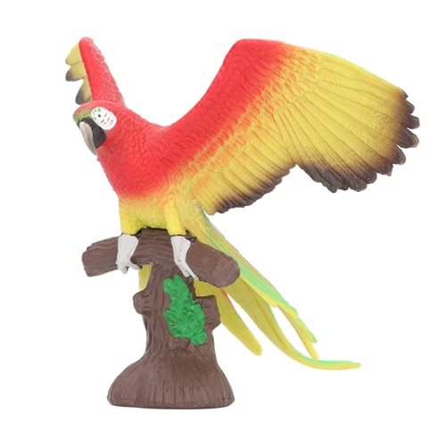 Jauarta Papagei-Dekofigur mit Realistischem Baumstumpfsockel, Lebendige Details, Dekoratives Papageien-Tiermodell, Spielzeugfigur (2) von Jauarta