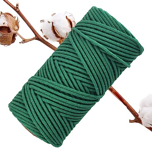 Makramee Garn 4mm x 100m,Baumwollgarn Makramee,Natürliche Makramee Cord,Baumwoll-Bastelschnur,Baumwollseil,zum DIY Handwerk Gewebte Wandbehänge,Ornamente,Hängende Blumentöpfe,Macramé,Boho Deko (Grün) von Jauhmui