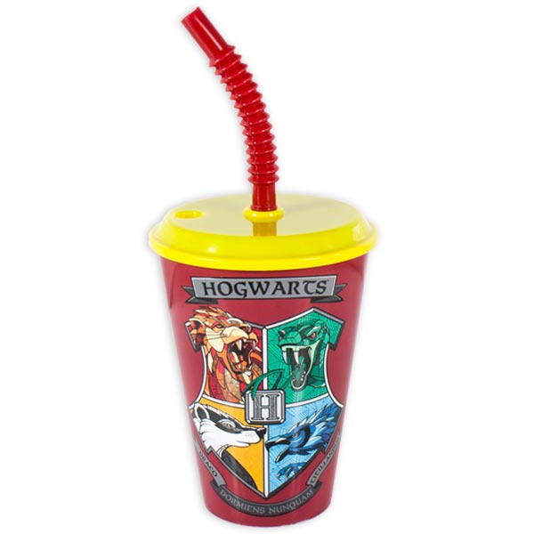 Harry Potter Trinkbecher mit Deckel und Trinkhalm, 430ml von Javoli