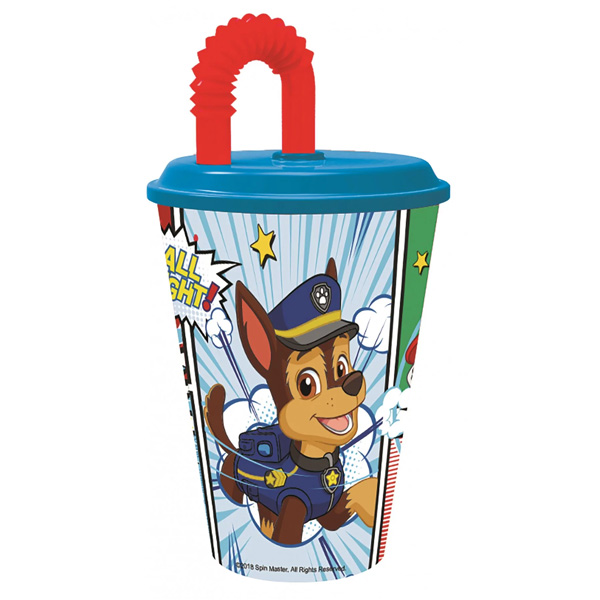 Paw Patrol Trinkbecher mit Deckel und Trinkhalm, 430ml von Javoli