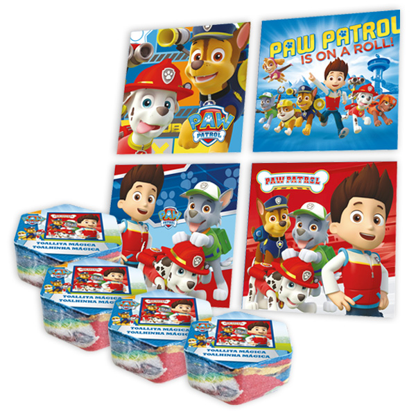 Paw Patrol Zauberhandtücher im 4er Set, 100% Baumwolle, 30cm x 30cm von Javoli