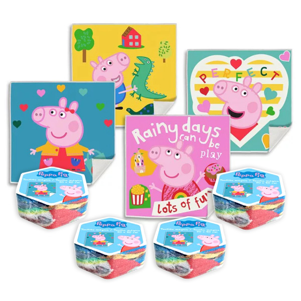 Peppa Pig Zauberhandtücher im 4er Set, 100% Baumwolle, 30cm x 30cm von Javoli