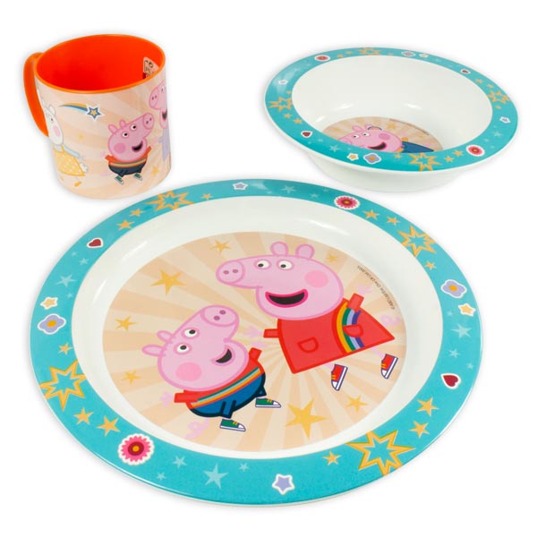 Peppa Wutz Geschirrset aus Kunststoff, 3-teilig von Javoli