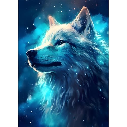 Jawecci Wolf Diamond Painting Erwachsene, 5D Wolf Diamant Painting Bilder Erwachsene Anfänger, DIY Runde Steine Diamant Kunst Set Diamant Malerei Kinder für Home Dekor 30x40cm von Jawecci