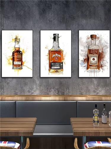 5D Diamant Painting Bilder, 3 Pack DIY Diamond Painting Whiskey, Diamond Painting Set für Erwachsene und Kinder, Mosaikherstellung, Diamant Malerei für Weihnachts Haus Dekoration, 30x40cm R-407 von Jaxiaco