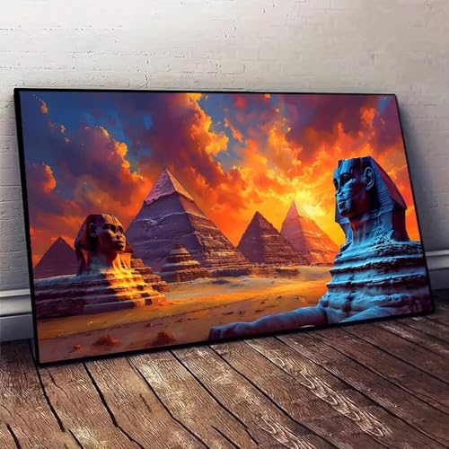 Ägypten Pyramide Malen nach Zahlen, DIY malen nach zahlen erwachsene, Knitterfreie Leinwand, Digitales Ölgemälde-Set auf Leinwand mit Pinseln und Acrylpigment, Artwork Heimdekoration 60x120cm X-501 von Jaxiaco