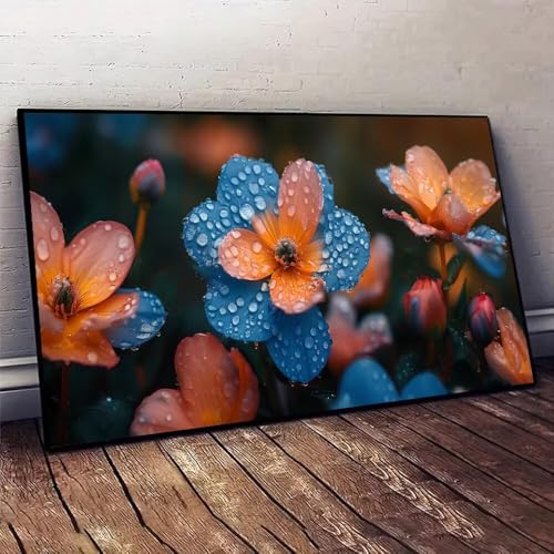 Blume Blau Malen nach Zahlen, DIY malen nach zahlen erwachsene, Knitterfreie Leinwand, Digitales Ölgemälde-Set auf Leinwand mit Pinseln und Acrylpigment, Artwork für Heimdekoration, 60x120cm X-582 von Jaxiaco