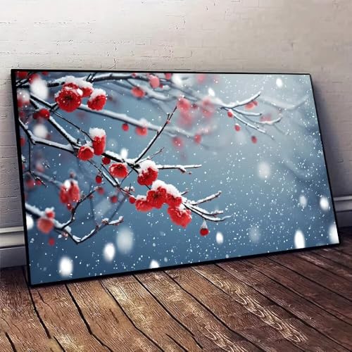 Blume Schnee Malen nach Zahlen, DIY malen nach zahlen erwachsene, Knitterfreie Leinwand, Digitales Ölgemälde-Set auf Leinwand mit Pinseln und Acrylpigment, Artwork für Heimdekoration, 30x60cm X-159 von Jaxiaco