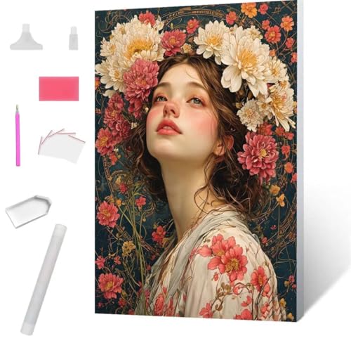 Blumen für Frauen Diamond Painting Erwachsene 60x80cm, DIY 5D Diamant Painting Bilder kinder Malen Nach Zahlen Set, Diamond Art Full Diamant Malerei Kunst Basteln für Weihnachten Home Wand Dekor S-692 von Jaxiaco