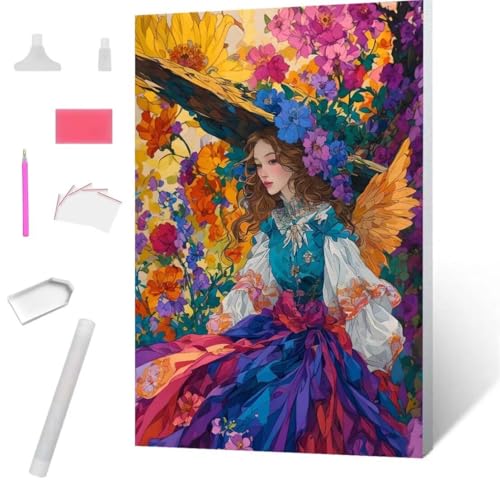 Damenblumen Diamond Painting Erwachsene 60x80cm, DIY 5D Diamant Painting Bilder kinder Malen Nach Zahlen Set, Diamond Art Full Diamant Malerei Kunst Basteln für Weihnachten Home Wand Dekor S-672 von Jaxiaco