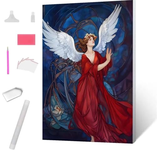 Diamond Painting, DIY 5D Diamant Painting Engel Frau Bilder Diamond Painting Erwachsene Kinder Crystal Art Set Diamant Malerei Stickerei Mosaikherstellung für Home Wand Décor Geschenke 50x70cm S-867 von Jaxiaco