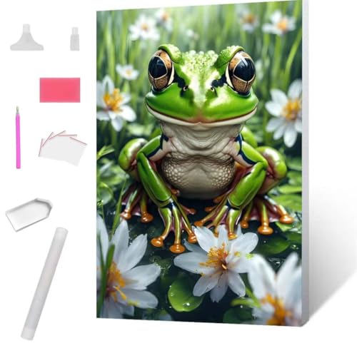 Diamond Painting, DIY 5D Diamant Painting Frosch Bilder Diamond Painting Erwachsene Kinder Crystal Art Set Diamant Malerei Stickerei Mosaikherstellung für Home Wand Décor Geschenke 50x70cm S-725 von Jaxiaco