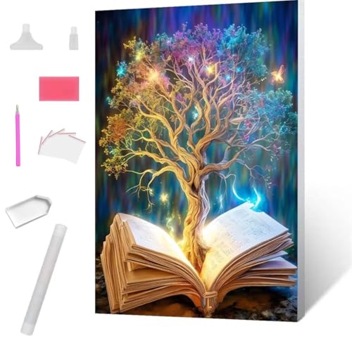 Diamond Painting, DIY 5D Diamant Painting Magischer Baum Bilder Diamond Painting Erwachsene Kinder Crystal Art Set Diamant Malerei Stickerei Mosaikherstellung für Home Wand Décor 80x110cm S-646 von Jaxiaco