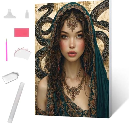 Diamond Painting, DIY 5D Diamant Painting Medusa Bilder Diamond Painting Erwachsene Kinder Crystal Art Set Diamant Malerei Stickerei Mosaikherstellung für Home Wand Décor Geschenke 50x70cm S-578 von Jaxiaco