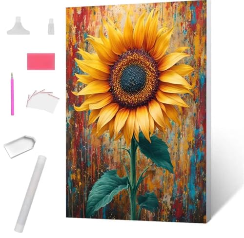 Diamond Painting, DIY 5D Diamant Painting Sonnenblume Bilder Diamond Painting Erwachsene Kinder Crystal Art Set Diamant Malerei Stickerei Mosaikherstellung für Home Wand Décor Geschenke 50x70cm S-913 von Jaxiaco