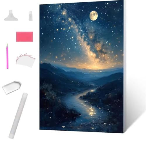 Diamond Painting, DIY 5D Diamant Painting Sternenhimmel Bilder Diamond Painting Erwachsene Kinder Crystal Art Set Diamant Malerei Stickerei Mosaikherstellung für Home Wand Décor Geschenke 50x70cm S941 von Jaxiaco