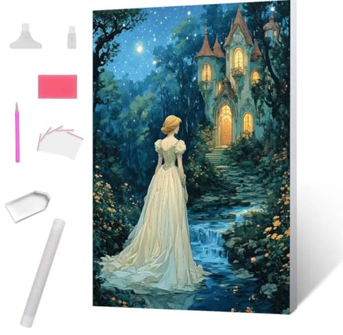 Diamond Painting, DIY 5D Diamant Painting Waldprinzessin Bilder Diamond Painting Erwachsene Kinder Crystal Art Set Diamant Malerei Stickerei Mosaikherstellung für Home Wand Décor 50x70cm S-751 von Jaxiaco