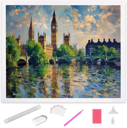 Diamond Painting Am Ufer der Seine Diamond Art Painting Full Zubehör, Diamant Painting Bilder Erwachsene Stickerei Kreuzstich Kinder Diamant Malerei Art Herbst Wanddekoration Frau Gifts 100x135cm S749 von Jaxiaco