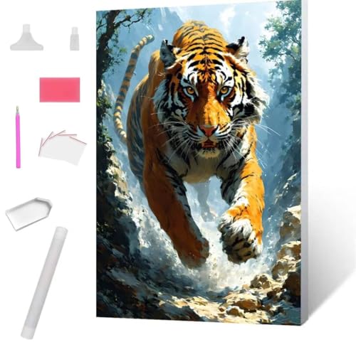 Diamond Painting Der Tiger Diamond Art Painting Full Zubehör, Diamant Painting Bilder Erwachsene Stickerei Kreuzstich Kinder Diamant Malerei Art Craft Herbst Wanddekoration Frau Gifts 100x135cm S-603 von Jaxiaco