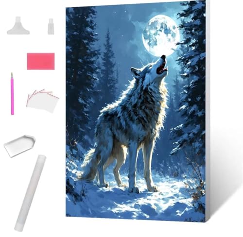 Diamond Painting Der Waldwolf Diamond Art Painting Full Zubehör, Diamant Painting Bilder Erwachsene Stickerei Kreuzstich Kinder Diamant Malerei Art Craft Herbst Wanddekoration Frau Gifts 40x50cm S-763 von Jaxiaco