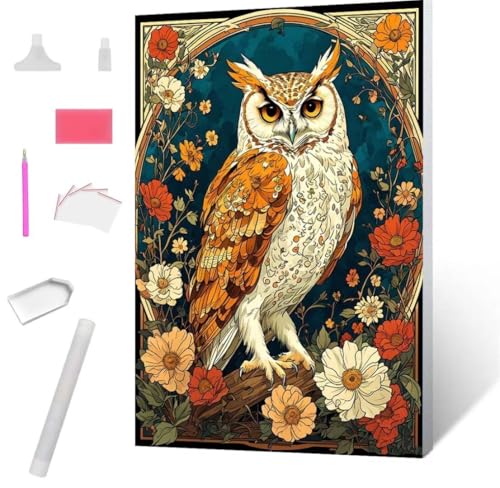 Diamond Painting Eule Diamond Art Painting Full Zubehör, Diamant Painting Bilder Erwachsene Stickerei Kreuzstich Kinder Diamant Malerei Art Craft Herbst Wanddekoration Frau Gifts 70x95cm S-559 von Jaxiaco