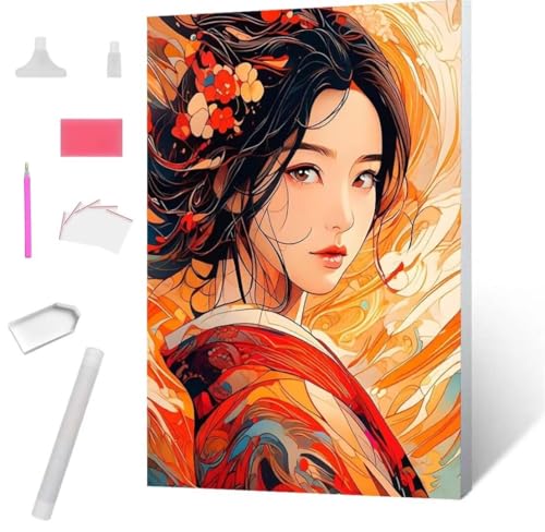 Diamond Painting Frauen 6 Diamond Art Painting Full Zubehör, Diamant Painting Bilder Erwachsene Stickerei Kreuzstich Kinder Diamant Malerei Art Craft Herbst Wanddekoration Frau Gifts 70x95cm S-688 von Jaxiaco