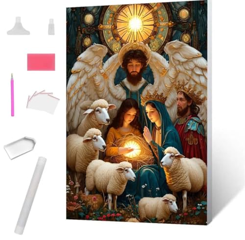 Diamond Painting Jesus Diamond Art Painting Full Zubehör, Diamant Painting Bilder Erwachsene Stickerei Kreuzstich Kinder Diamant Malerei Art Craft Herbst Wanddekoration Frau Gifts 100x135cm S-987 von Jaxiaco