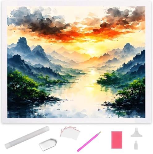 Diamond Painting Landschaft Diamond Art Painting Full Zubehör, Diamant Painting Bilder Erwachsene Stickerei Kreuzstich Kinder Diamant Malerei Art Craft Herbst Wanddekoration Frau Gifts 100x135cm S-789 von Jaxiaco