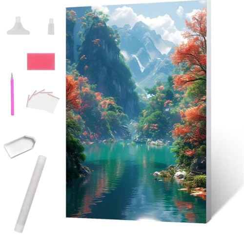 Diamond Painting Landschaft Diamond Art Painting Full Zubehör, Diamant Painting Bilder Erwachsene Stickerei Kreuzstich Kinder Diamant Malerei Art Craft Herbst Wanddekoration Frau Gifts 40x50cm S-785 von Jaxiaco