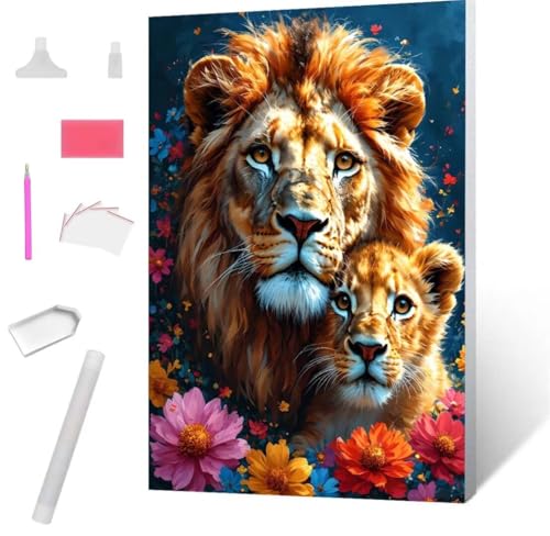 Diamond Painting Löwentiere Diamond Art Painting Full Zubehör, Diamant Painting Bilder Erwachsene Stickerei Kreuzstich Kinder Diamant Malerei Art Craft Herbst Wanddekoration Frau Gifts 40x50cm S-831 von Jaxiaco