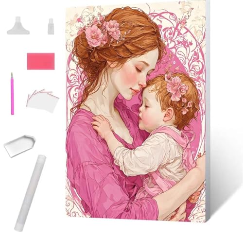 Diamond Painting Mutter Kind Diamond Art Painting Full Zubehör, Diamant Painting Bilder Erwachsene Stickerei Kreuzstich Kinder Diamant Malerei Art Craft Herbst Wanddekoration Frau Gifts 100x135cm S647 von Jaxiaco