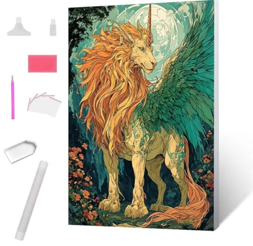 Diamond Painting Mythische Tiere Diamond Art Painting Full Zubehör, Diamant Painting Bilder Erwachsene Stickerei Kreuzstich Kinder Diamant Malerei Art Herbst Wanddekoration Frau Gifts 40x50cm S-809 von Jaxiaco