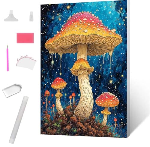 Diamond Painting Pilze Diamond Art Painting Full Zubehör, Diamant Painting Bilder Erwachsene Stickerei Kreuzstich Kinder Diamant Malerei Art Craft Herbst Wanddekoration Frau Gifts 40x50cm S-639 von Jaxiaco