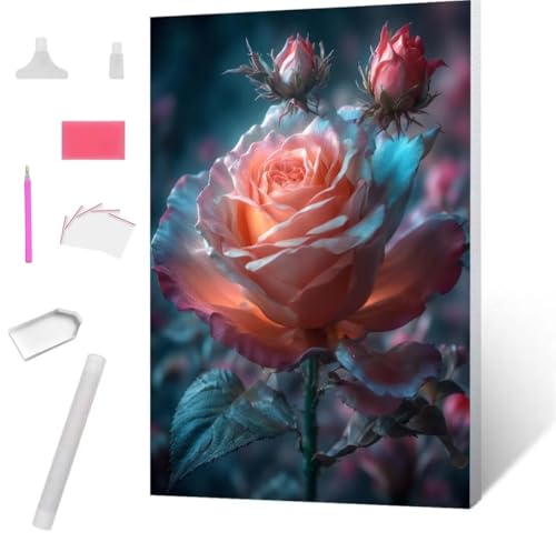 Diamond Painting Rose Diamond Art Painting Full Zubehör, Diamant Painting Bilder Erwachsene Stickerei Kreuzstich Kinder Diamant Malerei Art Craft Herbst Wanddekoration Frau Gifts 100x135cm S-573 von Jaxiaco