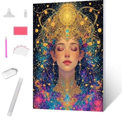 Diamond Painting Traumgöttin Diamond Art Painting Full Zubehör, Diamant Painting Bilder Erwachsene Stickerei Kreuzstich Kinder Diamant Malerei Art Craft Herbst Wanddekoration Frau Gifts 70x95cm S-612 von Jaxiaco