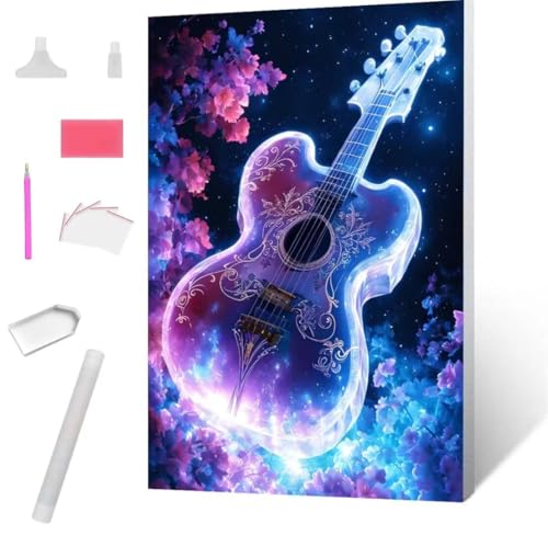 Diamond Painting Traumhafte Gitarre Diamond Art Painting Full Zubehör, Diamant Painting Bilder Erwachsene Stickerei Kreuzstich Diamant Malerei Art Herbst Wanddekoration Frau Gifts 100x135cm S-609 von Jaxiaco