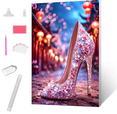 Diamond Painting Traumhafte High Heels Diamond Art Painting Full Zubehör, Diamant Painting Bilder Erwachsene Stickerei Kreuzstich Diamant Malerei Art Herbst Wanddekoration Frau Gifts 40x50cm S-616 von Jaxiaco