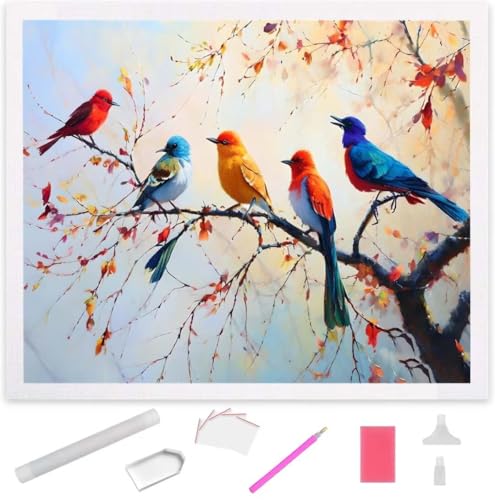 Diamond Painting Vögel Diamond Art Painting Full Zubehör, Diamant Painting Bilder Erwachsene Stickerei Kreuzstich Kinder Diamant Malerei Art Craft Herbst Wanddekoration Frau Gifts 40x50cm S-656 von Jaxiaco