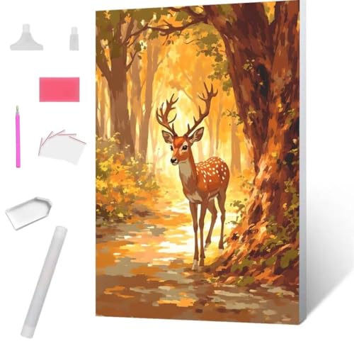 Diamond Painting Waldhirsch Diamond Art Painting Full Zubehör, Diamant Painting Bilder Erwachsene Stickerei Kreuzstich Kinder Diamant Malerei Art Craft Herbst Wanddekoration Frau Gifts 100x135cm S-754 von Jaxiaco