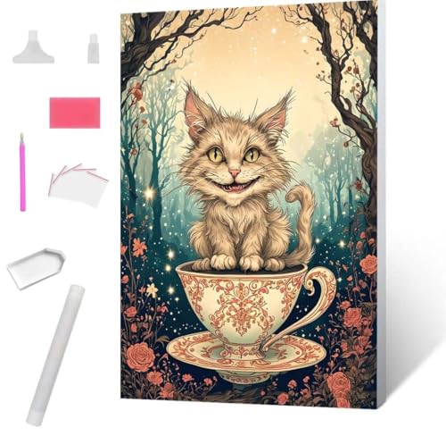 Diamond Painting Waldkatze Diamond Art Painting Full Zubehör, Diamant Painting Bilder Erwachsene Stickerei Kreuzstich Kinder Diamant Malerei Art Craft Herbst Wanddekoration Frau Gifts 100x135cm S-757 von Jaxiaco