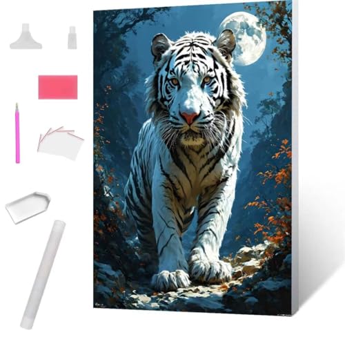 Diamond Painting Waldtiger Diamond Art Painting Full Zubehör, Diamant Painting Bilder Erwachsene Stickerei Kreuzstich Kinder Diamant Malerei Art Craft Herbst Wanddekoration Frau Gifts 100x135cm S-753 von Jaxiaco