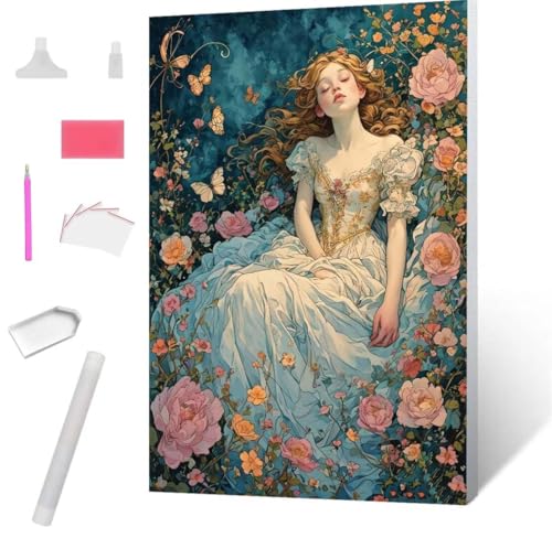 Dornröschen Diamond Painting Erwachsene 60x80cm, DIY 5D Diamant Painting Bilder kinder Malen Nach Zahlen Set, Diamond Art Full Diamant Malerei Kunst Basteln für Weihnachten Home Wand Dekor S-849 von Jaxiaco