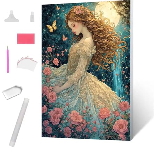 Dornröschen Diamond Painting Erwachsene 60x80cm, DIY 5D Diamant Painting Bilder kinder Malen Nach Zahlen Set, Diamond Art Full Diamant Malerei Kunst Basteln für Weihnachten Home Wand Dekor S-850 von Jaxiaco