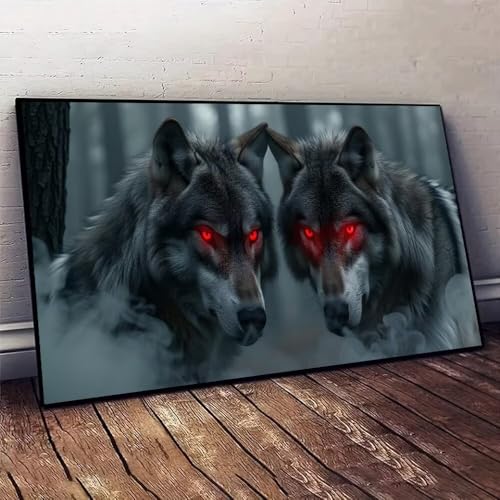 Dschungel Wolf Malen nach Zahlen, DIY malen nach zahlen erwachsene, Knitterfreie Leinwand, Digitales Ölgemälde-Set auf Leinwand mit Pinseln und Acrylpigment, Artwork für Heimdekoration, 30x60cm X-59 von Jaxiaco